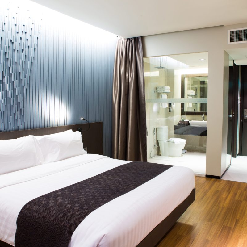 Interior of modern comfortable hotel room